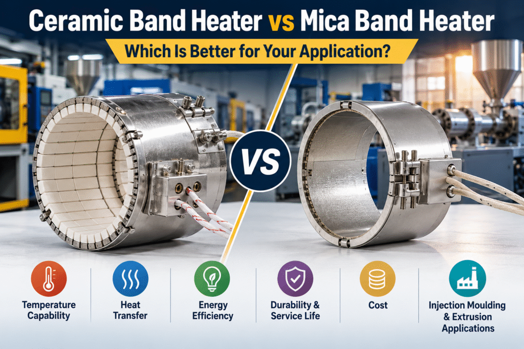 Ceramic band heater for industrial heating